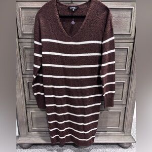 3/$25 Mix & Match - George Striped Sweater Dress, Brown & Tan, XS